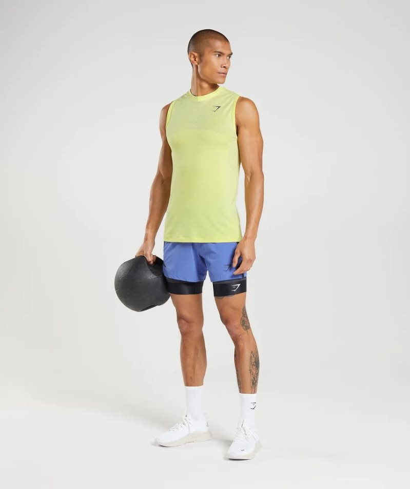 Men's Gymshark Apex Seamless Tanks Yellow | CA A673D8